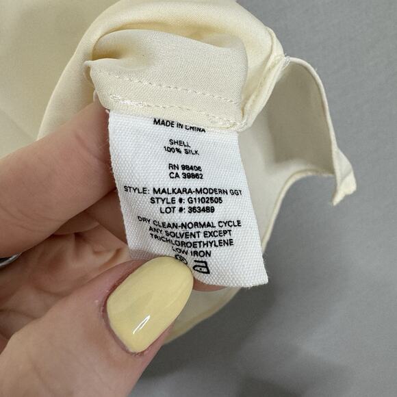 Theory Womens Top P / Small Cream 100% Silk Malkara Drawstring Modern Georgette - Picture 14 of 15